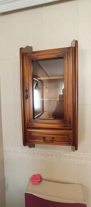 Mueble Baño Madera y Mármol, espejo y armario