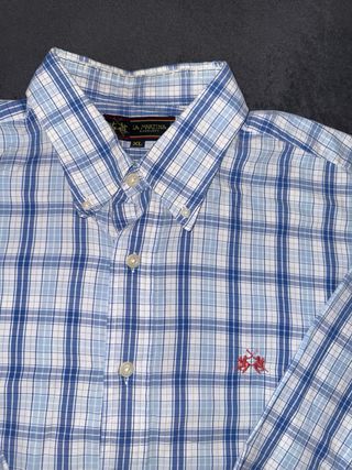 Camisa La Martina a cuadros azul y blanco
