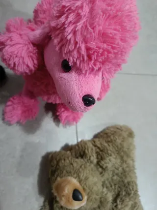 Set 3 Peluches: Cane Nero, Orso, Barboncino Rosa