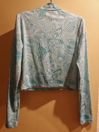 Top manga larga estampado abstracto