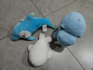 Set 3 peluches: delfini e foca
