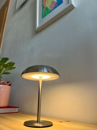 Lámpara de mesa Mid Century plateada