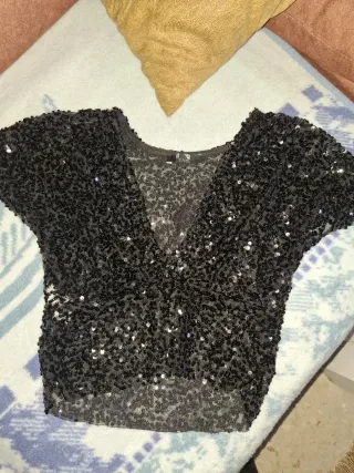 Top lentejuelas negro talla única