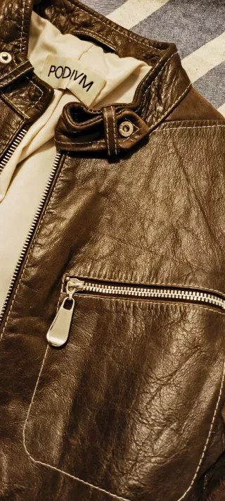 Chaqueta de Piel PODIVM Mujer Marrón