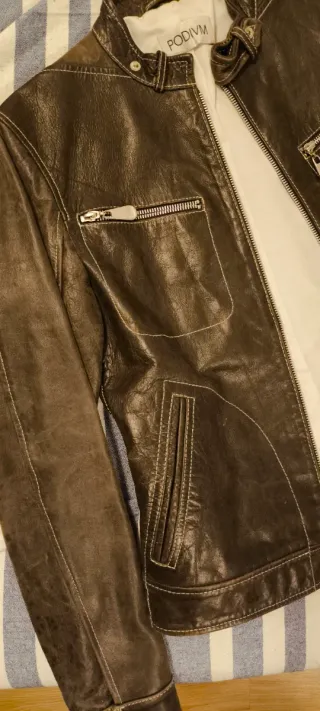 Chaqueta de Piel PODIVM Mujer Marrón