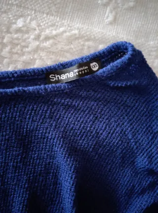 Top azul manga larga