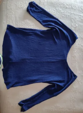 Top azul manga larga
