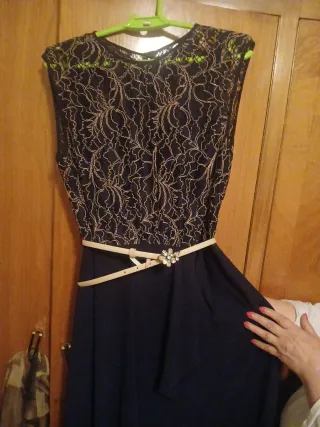 Vestido fiesta negro y dorado