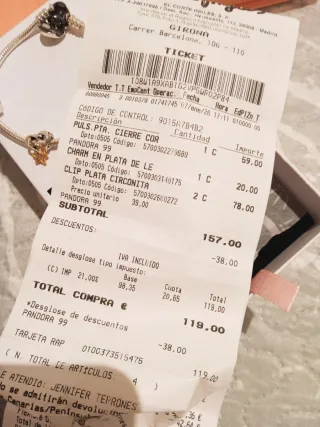 Pulsera Pandora Rosa y Plateada