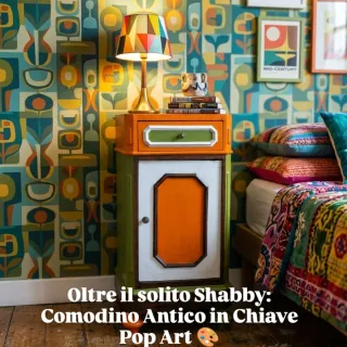 Comodino Legno Massello Primi '900 Stile Pop