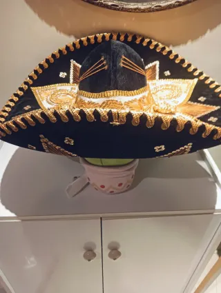 Sombrero Mariachi Mexicano Negro Dorado