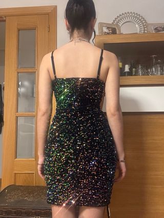 Vestido fiesta lentejuelas multicolor