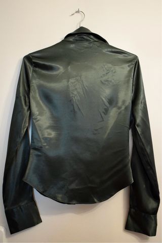 Camisa Zara verde botella drapeada