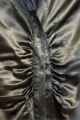 Camisa Zara verde botella drapeada