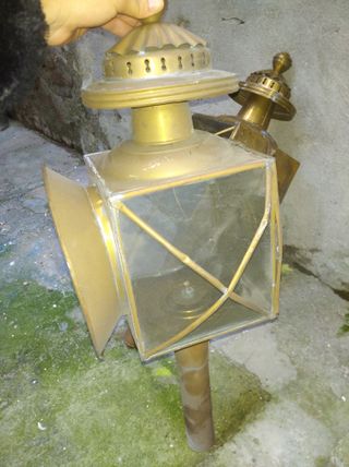 Coppia Lanterne Ottone Vintage Stile Carrozza