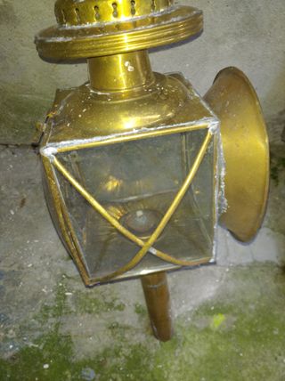 Coppia Lanterne Ottone Vintage Stile Carrozza