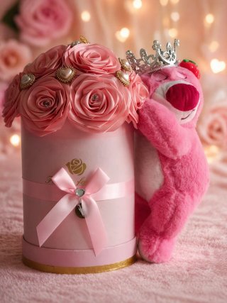 Caja elegante con Oso Lotso y corona