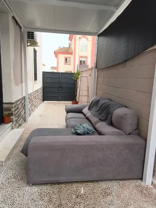 Sofá chaise longue gris tela