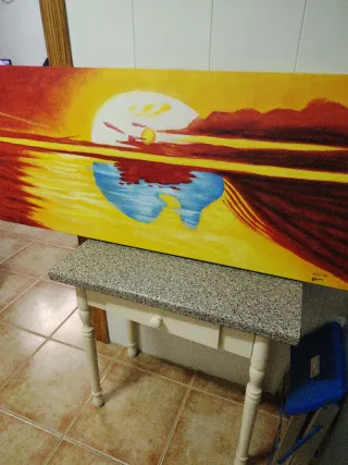 Cuadro al óleo precioso atardecer