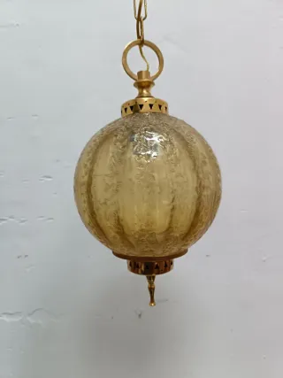 Lámpara cristal texturizado ambar vintage