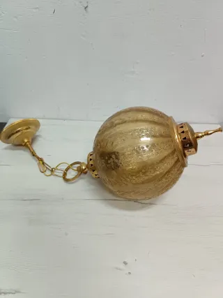 Lámpara cristal texturizado ambar vintage