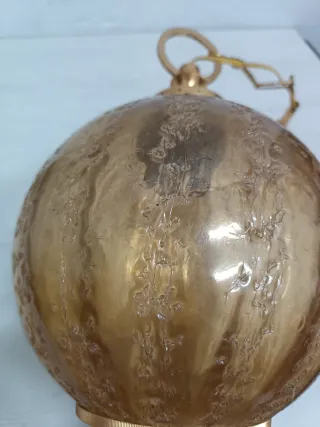 Lámpara cristal texturizado ambar vintage