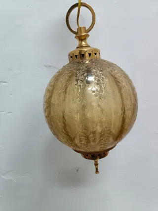 Lámpara cristal texturizado ambar vintage