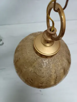 Lámpara cristal texturizado ambar vintage