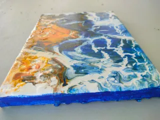 Cuadro abstracto moderno azul y naranja