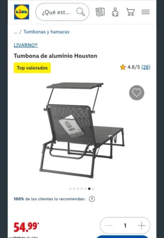Tumbona aluminio LIVARNO Houston gris