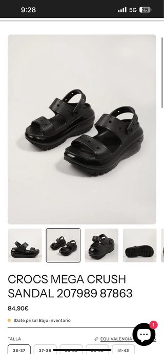 Crocs Negro Plataforma con Cadena