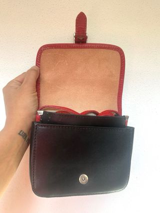 Mini borsa in pelle nera e rossa