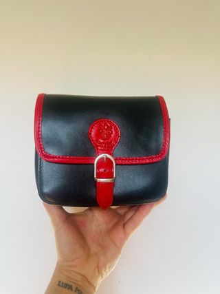 Mini borsa in pelle nera e rossa
