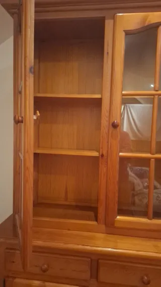 Vitrina Rústica Madera Maciza Cristal