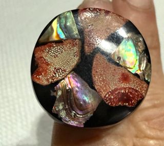 Anello legno e madreperla nero multicolor