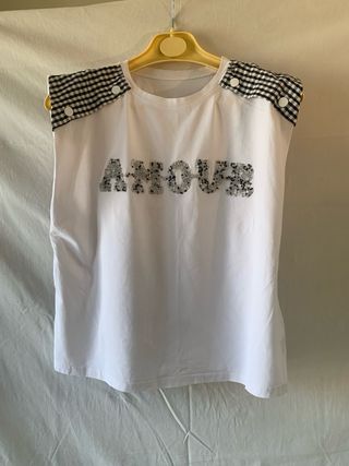 2 T- shirt OVS e Oushili tg M bianca e beige