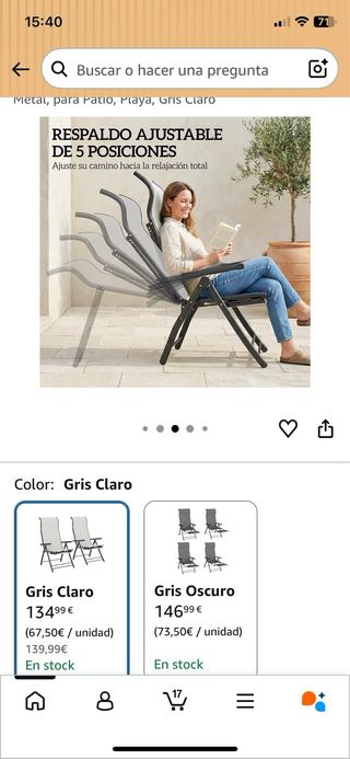 2 Hamacas Terraza Beige/Gris Plegables
