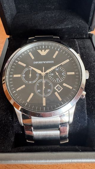 Relógio Emporio Armani Cronógrafo Preto e Prata