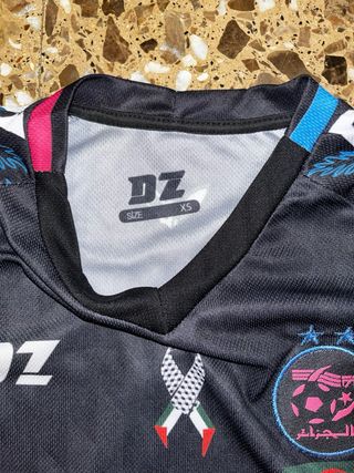 Camiseta Argelia Fútbol Negra y Rosa