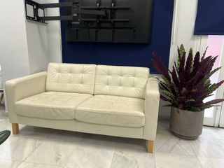 Sofá de piel blanco 2 plazas