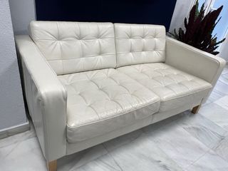 Sofá de piel blanco 2 plazas