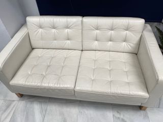 Sofá de piel blanco 2 plazas