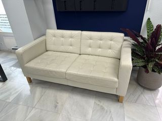 Sofá de piel blanco 2 plazas