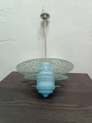 Lámpara vintage cristal azul Art Deco