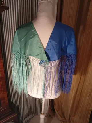 Mantoncillo Flamenco Niña Azul/Verde