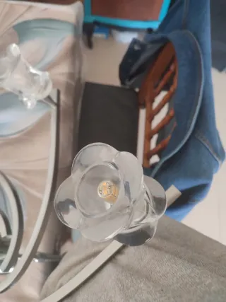 Lámpara de techo cristal y metal, como nueva