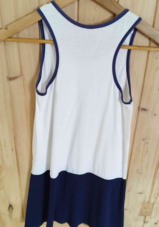 Vestido niña blanco y azul