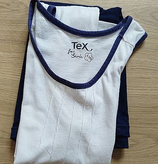 Vestido niña blanco y azul