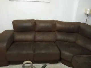 Sofá rinconera extensible marrón