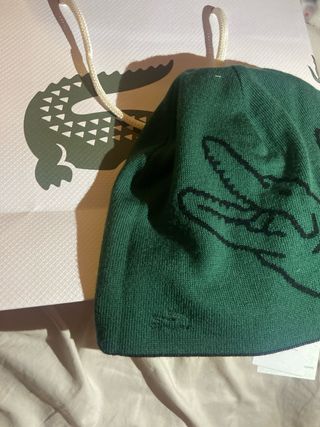 Gorro Lacoste Negro Original Nuevo